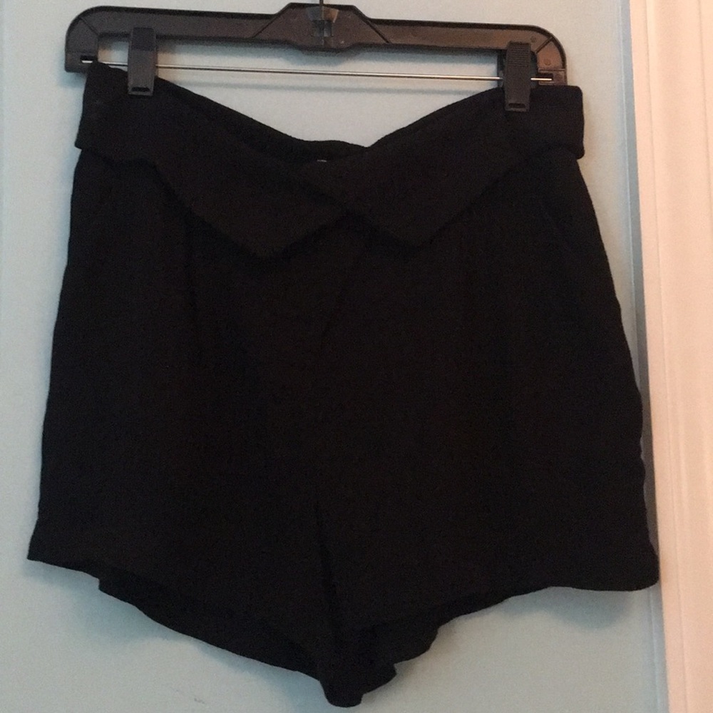 Black linen shorts